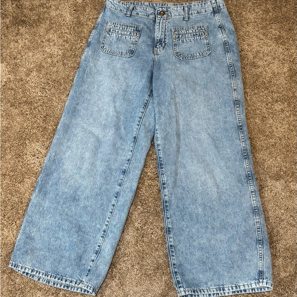 Wide-Leg Light Blue Denim Jeans